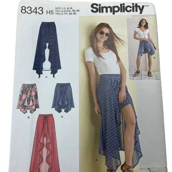 Simplicity Sewing Pattern 8343 Skirt Front Tie Wrap & Shorts Misses Size 6 - 14 - Picture 1 of 4